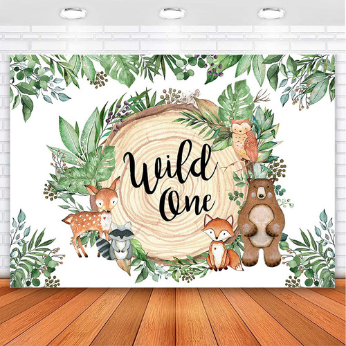 Avezano Woodland Animals Wild One Telon Fondo First Birthday