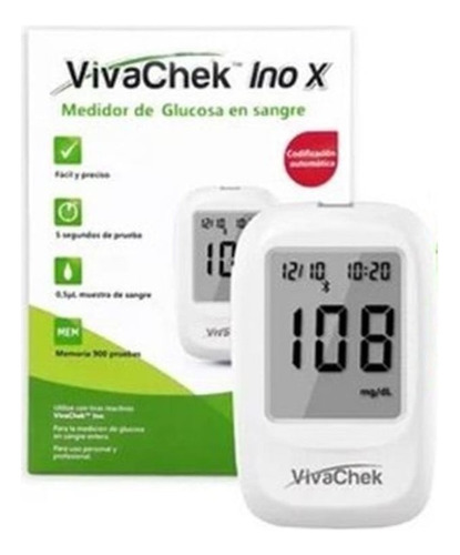 Glucómetro Vivachek Inox + 50 Tiras Vivachek + 100 Lancetas