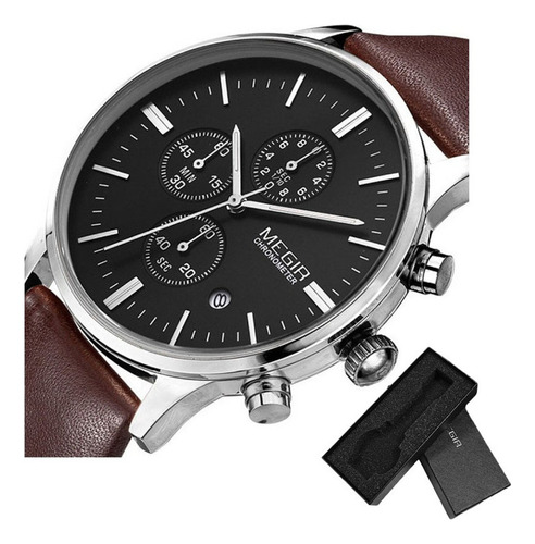 Reloj Deportivo Megir Chronograph Leather Calendar