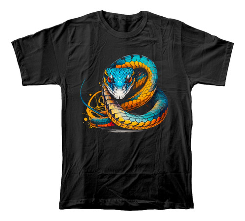 Camiseta Algodón Peinado Con Estampado De Serpiente Culebra