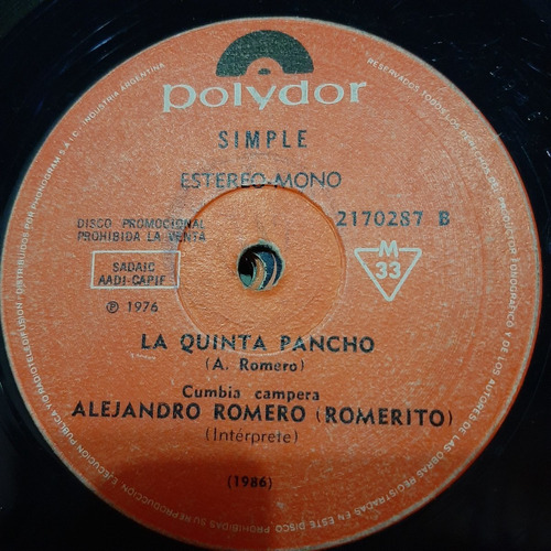 Simple Alejandro Romero (romerito) Polydor C22