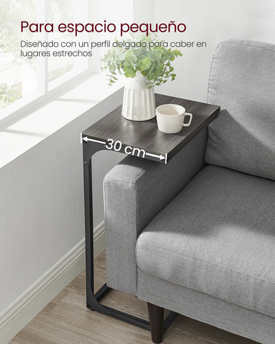 Mesa Auxiliar Vasagle En Forma De C Estilo Industrial Let353 Color Gris oscuro