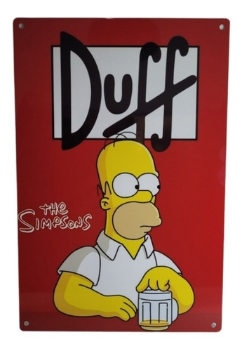 Cartel Metálico Adorno Pared  Homero Simpsons 20 X 30 Cm 