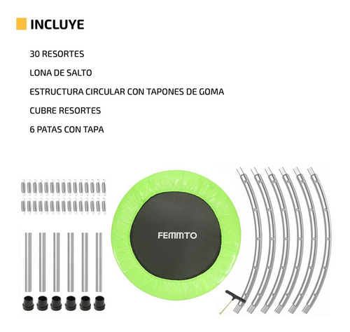 Imagen 8 de 10 de Mini Cama Elastica Trampolin Saltarin 1 Mts Profesional Gym