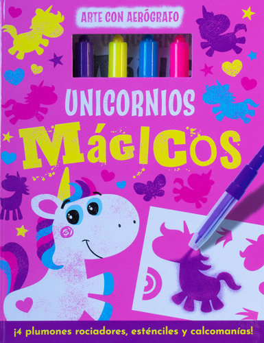 Arte con Aerógrafo: Unicornios Mágicos.: Libro para colorear Arte con aerógrafo: Unicornio Mágico, de Varios. Editorial Silver Dolphin (en español), tapa dura en español, 2022