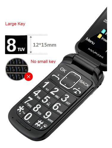 Flip Phone Marcación Rápida Botón Sos Modoespera Extra Largo