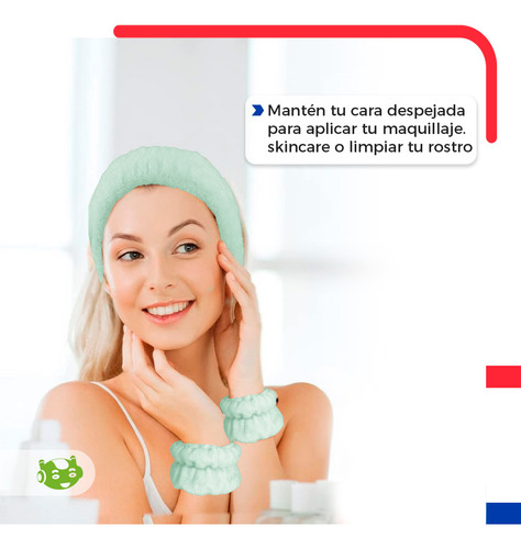 Kit Diadema Sin Moño Slim Company De Pelo Y Muñequeras Microfibra Para Skincare El Cuidado Facial Y Maquillaje Spa En Casa Color Verde