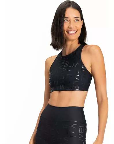 Top Fitness Academia Feminino Halter Live! Icon Lux Preto