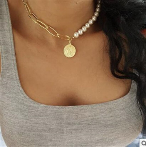 Cadena De Perlas Barrocas Para Mujer, Collar Con C44175