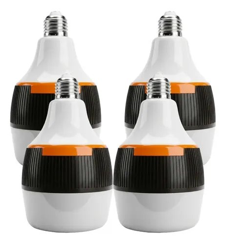 LEDライト　EF-1950-50W 4個セット 箱付き Kit4 Lâmpada De Emergência Led 50w Bivolt Recarregável E27 | Frete