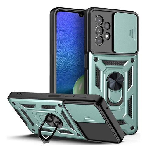 Funda Case Para Samsung A52 Holder Protector Camara Verde