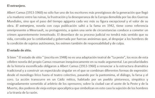El Extranjero, Estado De Sitio - Albert Camus / Promexa +... (Usado)