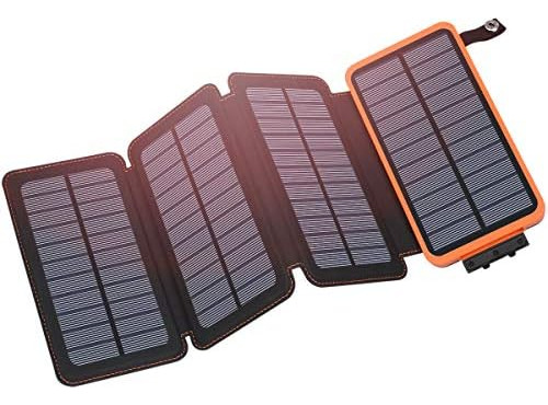 Cargador Solar 25000 Mah Portatil Para Exteriores Con 4 Pane