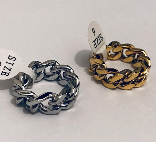 Anillo Cubano Acero Miami Hip Hop Rap Mujer Hombre Oro Plata