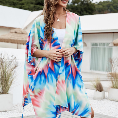 Traje De Baño De Playa Tipo Kimono V Para Mujer, Con Cobertu