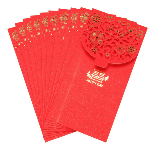 10 Sobres Rojos Chinos Para Dinero, Paquete Rojo Para Bodas
