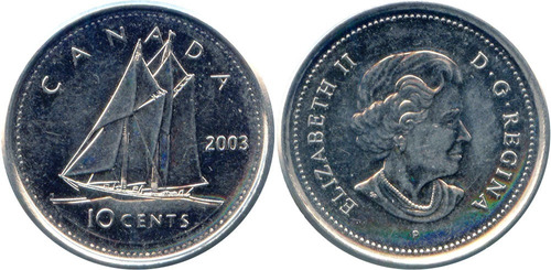 Moneda Canadá 10 Centavos 2003