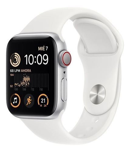 Apple Watch SE GPS + Celular - Caja de aluminio plata 40 mm - Correa deportiva blanca - Patrón