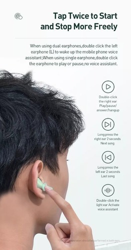 Fones de ouvido intra-auriculares sem fio Baseus W09