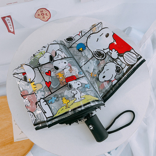 Para 2024 Sombrilla Transparente Snoopy, Totalmente