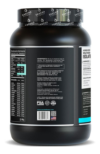 Imagen 2 de 2 de Suplemento en polvo Sascha Fitness Proteína Sascha Fitness Isolate Whey Protein proteína en polvo sabor coco en bote de 907g 29 un
