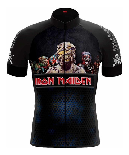Camisa Iron Maiden Ciclismo Bike Tour Preta Rock