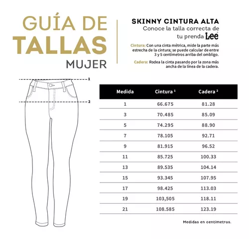 Pantalon Jeans Skinny Lee Mujer Cintura Alta R48
