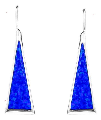 Aretes Opalo Triangulo Azul Rey Plata 925 Con Envio