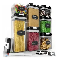 Comprar Organizador Frascos Herméticos Para Cocina X7 Recipientes Color Negro