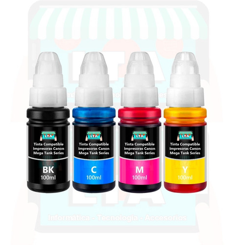 Imagen 2 de 6 de Pack 4 Botellas Tinta Compatible Para Impresora Canon G1110