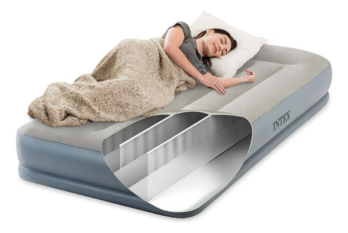 Intex Ed Dura-beam Colchón De Aire Estándar Para Almohada. Color Gris