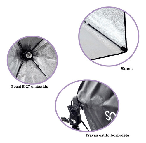 Imagem 4 de 6 de Softbox De Luz Continua Para Foto E Gravações De Video Com Soquete E-27 Para Lâmpada Embutido Abertura Rápida Sou Foto