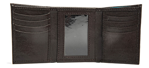 Cartera Hombre De Piel Billetera Triple De Cuero Caballero Café