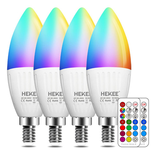 Hekee Bombillas Led E12, Vela Que Cambia De Color, Equivalen