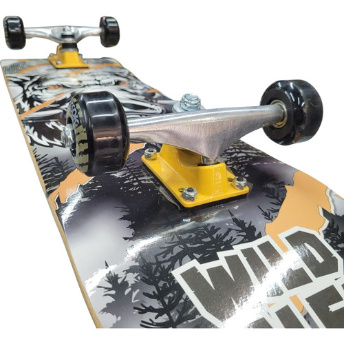 Skate Completo Kossok Patineta Eje De Aluminio Lija 9 Maple Negro Amarillo 310
