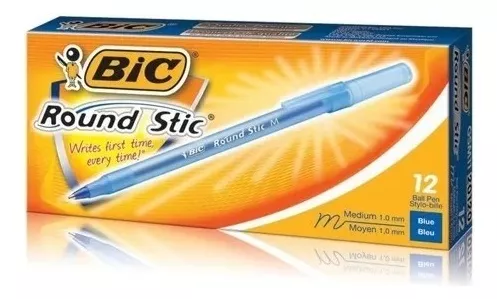 Caja de Boligrafo Bic Round Stic MED. AZUL 12/1 