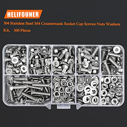 Helifouner, 360 Unidades, M4 X 6 Mm, 8 Mm, 10 Mm, 12 Mm, 16