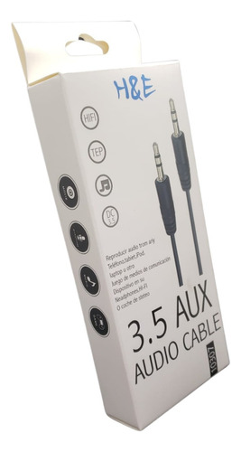 Cable Auxiliar 3.5mm Macho A Macho Para Audio 1.5 M