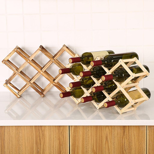 Estante Plegable De Madera Para Vino Tinto, 10 Botellas