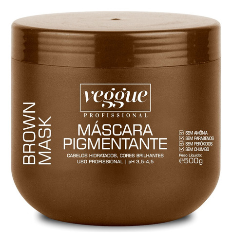 Máscara Intensa Marrom E Castanho Iluminado Veggue 500ml Tom Castanho Escuro