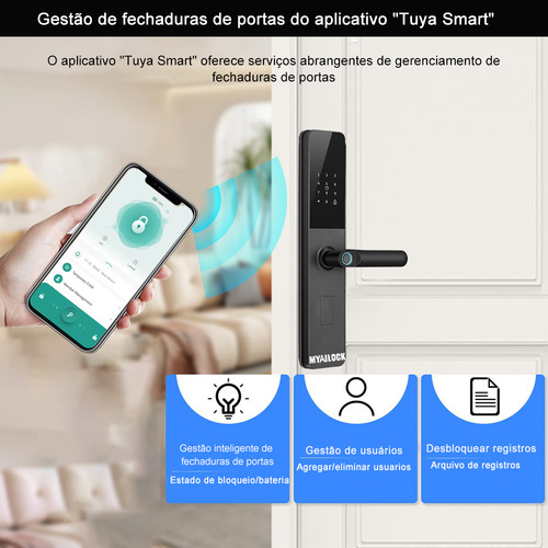 Fechadura Eletronica Digital Biometriasenha Extern Bluetooth Tuya