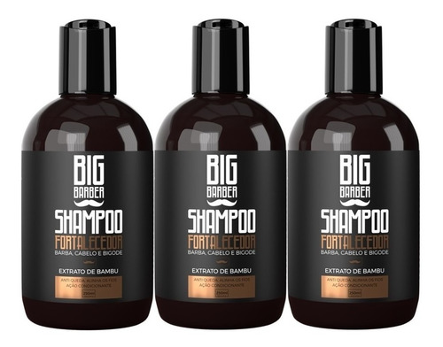 Shampoo Fortalecedor Barba Big Barber 250ml Fardo Com 3 Unid