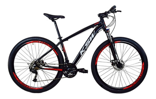 Bicicleta Aro 29 Ksw Xlt 24v Disco Câmbios Index Cor Preto/vermelho Tamanho Do Quadro 21