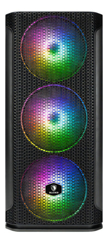 Gabinete de PC para juegos Sades Yu Rgb de vidrio templado, 4 ventiladores incluidos, puerta de vidrio templado Atx Rgb negra, alta compatibilidad, disipación de calor