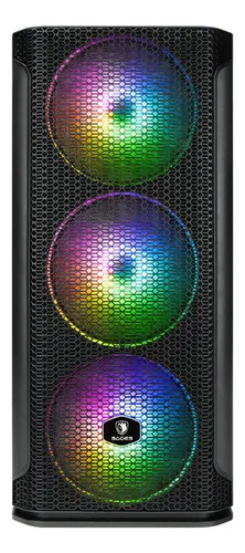 Gabinete de PC para juegos Sades Yu Rgb de vidrio templado, 4 ventiladores incluidos, puerta de vidrio templado Atx Rgb negra, alta compatibilidad, disipación de calor