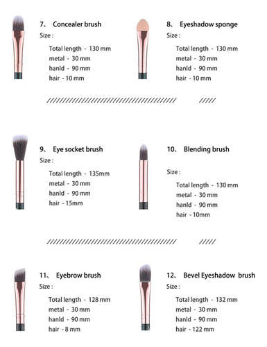 Kit De 15 Brochas: Brocha De Maquillaje, Base, Colorete, Maq