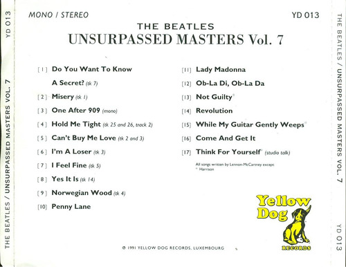 The Beatles Cd Unsurpassed 16 Masters Mono/st 91 Nuevo+envio