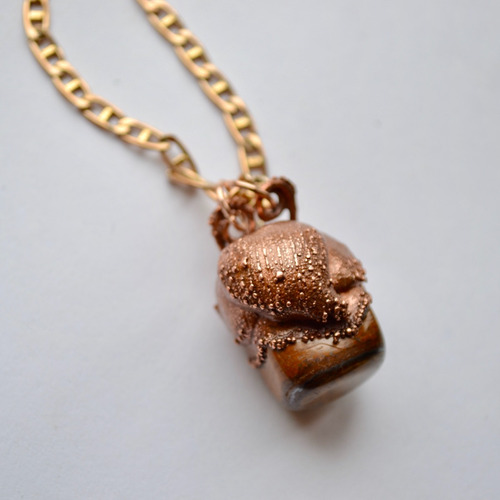 Imagen 5 de 5 de Collar Corazon Piedra Ojo De Tigre , Cadena De Bronce, Cod1