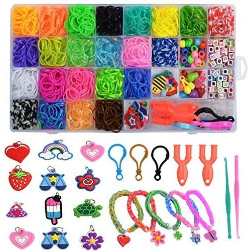 Kit Hacer Pulseras Cuentas Y 2000 Ligas Coloridas Xstieksh