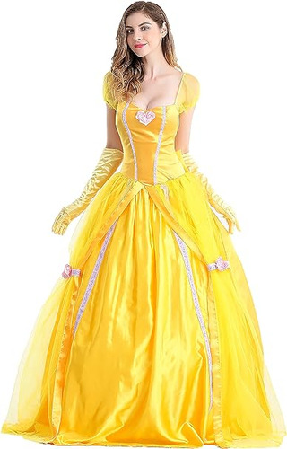 Disfraz Princesa Belleza Para Mujer Vestido Baile Princesa D